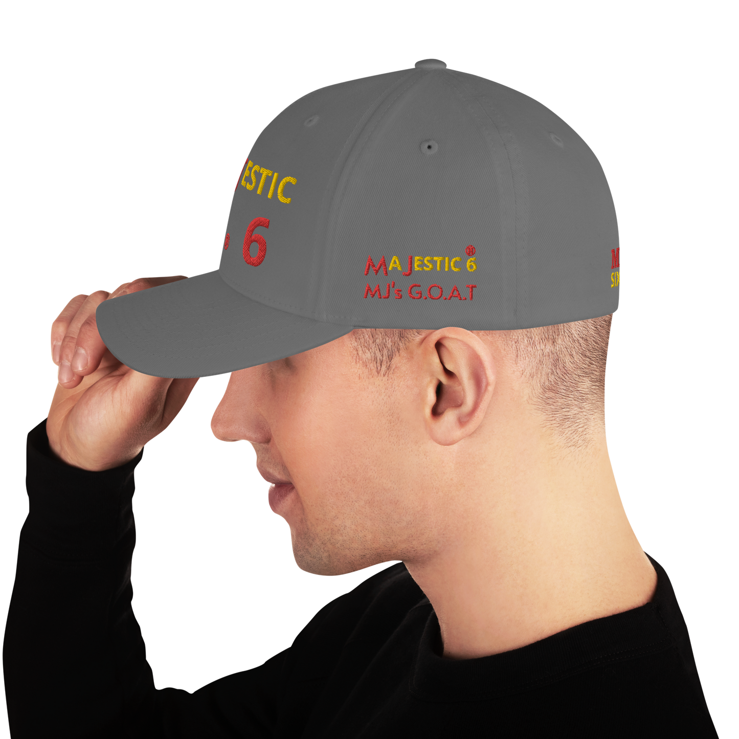 MAJESTIC SIX (6) ® MJ's G.O.A.T - Closed back Twill Cap (black/white/blue/grey) - sizes SM/M and L/XL