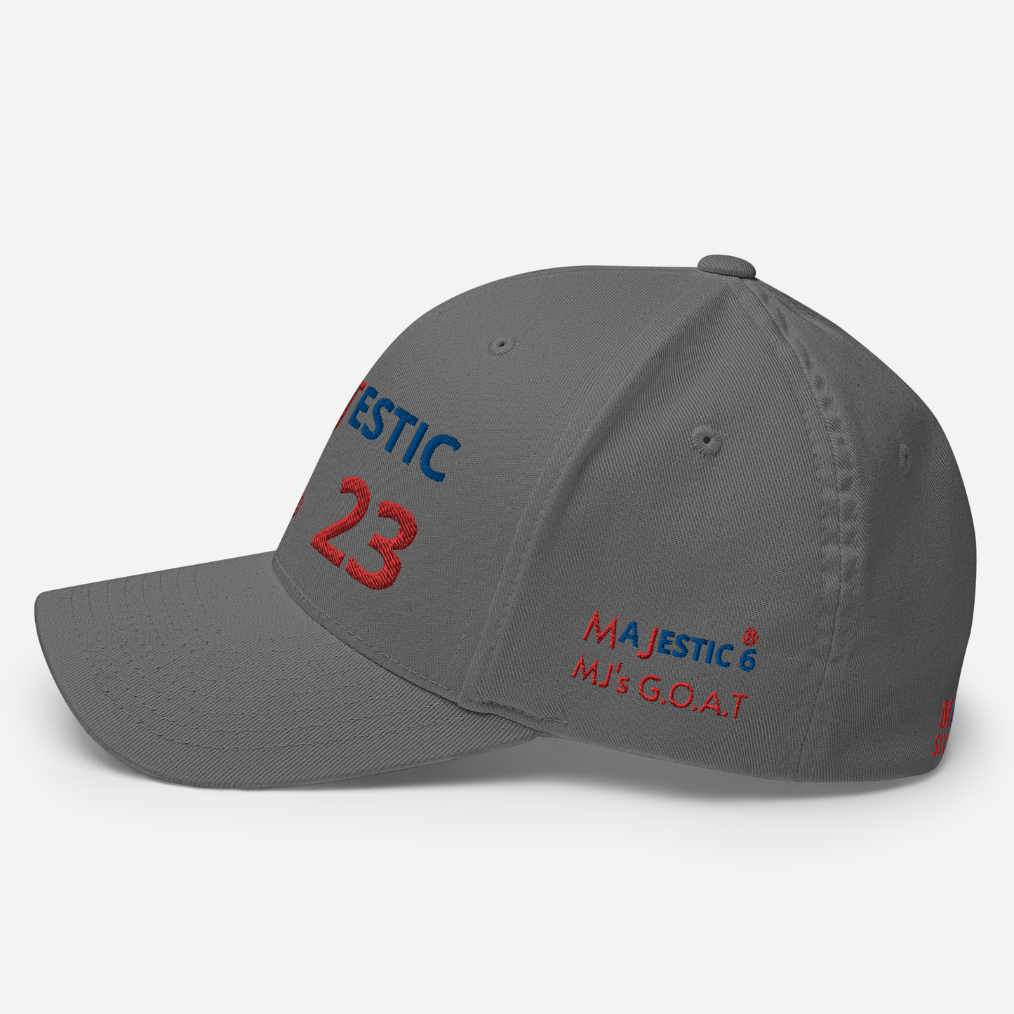 MAJESTIC SIX® (23) MJ's G.O.A.T. - CLOSED BACK CAP. SIZES S/M and L/XL. AVAILABLE IN BLACK, WHITE, DARK GREY, GREY AND DARK NAVY.