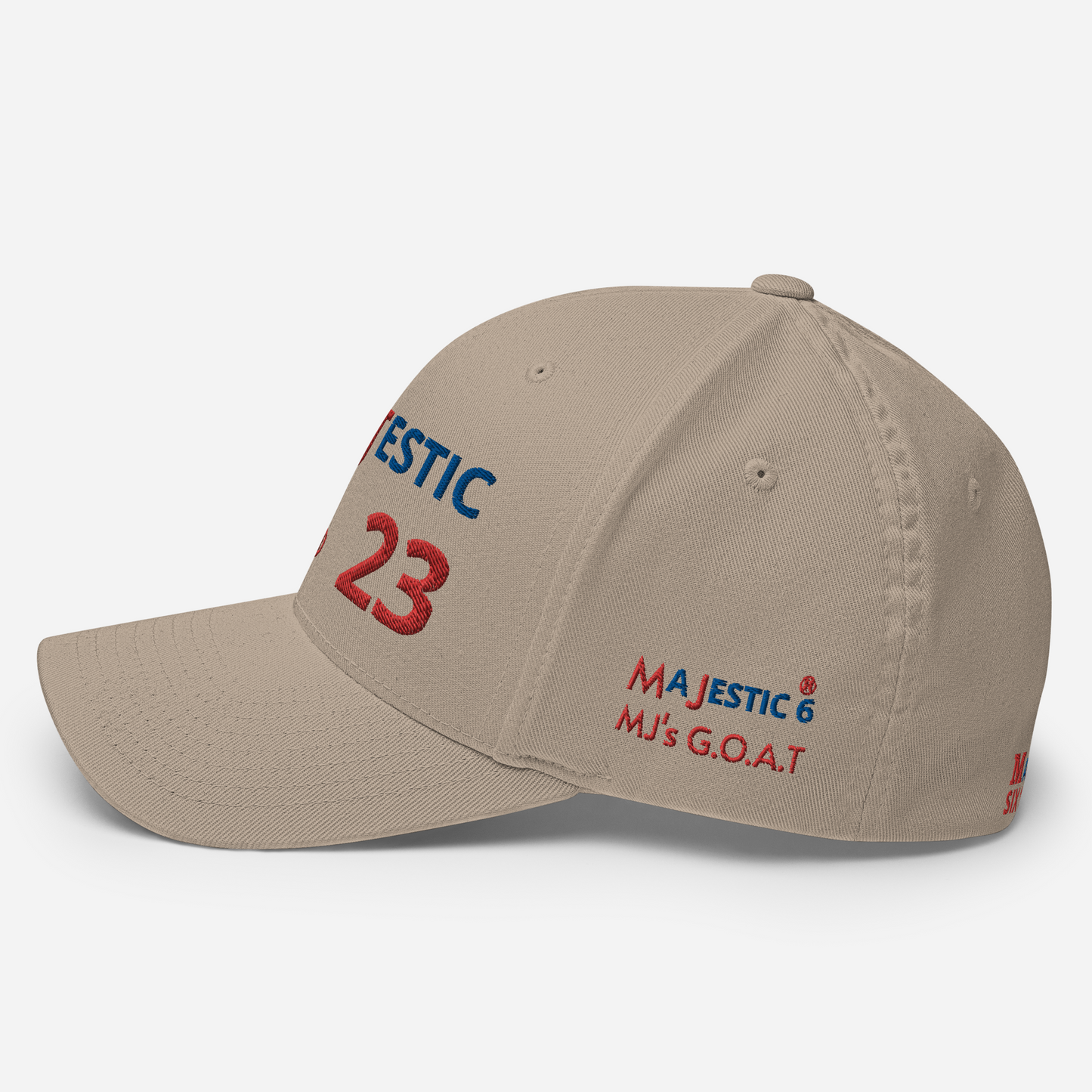 MAJESTIC SIX® (23) MJ's G.O.A.T. - CLOSED BACK CAP. SIZES S/M and L/XL. AVAILABLE IN BLACK, WHITE, DARK GREY, GREY AND DARK NAVY.