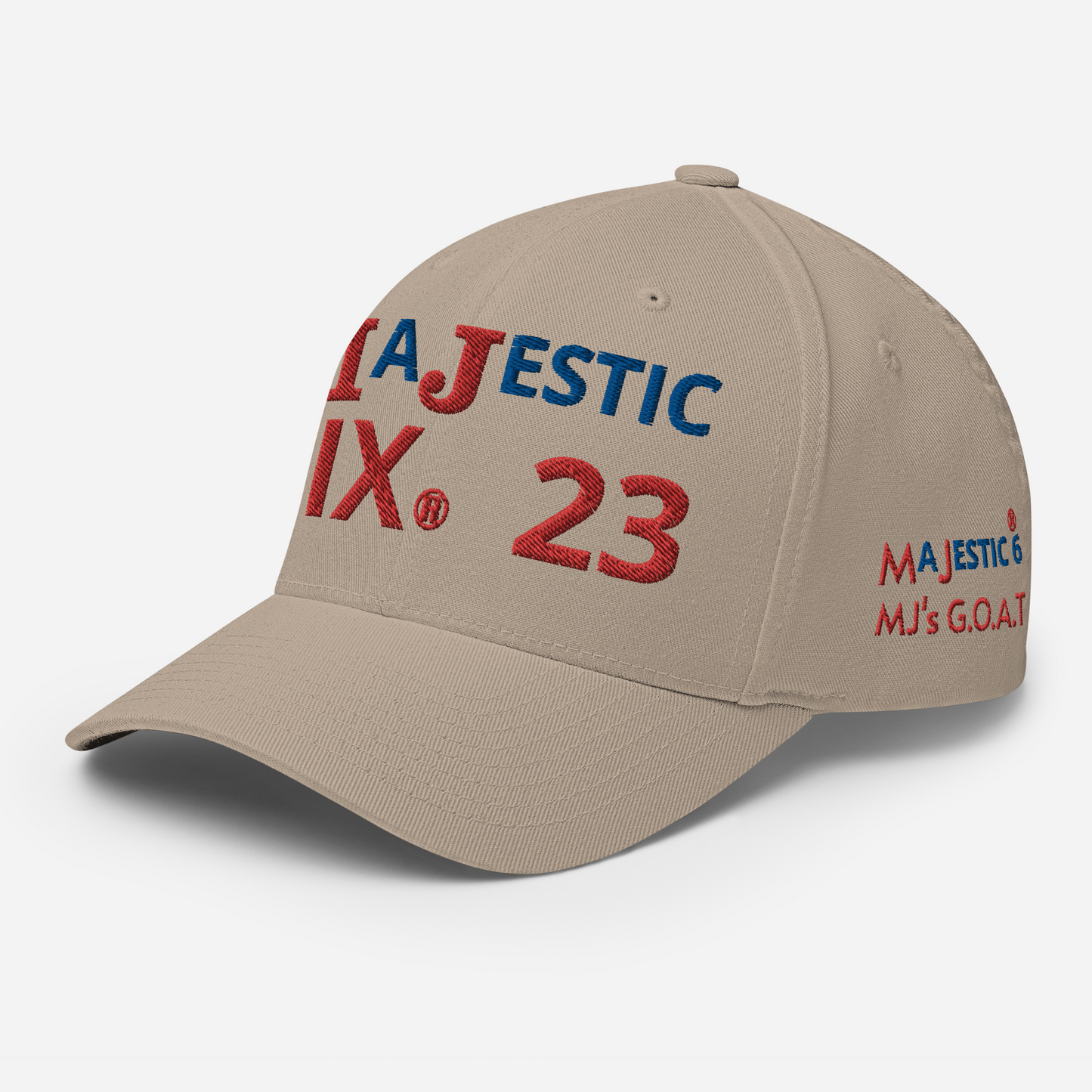 MAJESTIC SIX® (23) MJ's G.O.A.T. - CLOSED BACK CAP. SIZES S/M and L/XL. AVAILABLE IN BLACK, WHITE, DARK GREY, GREY AND DARK NAVY.