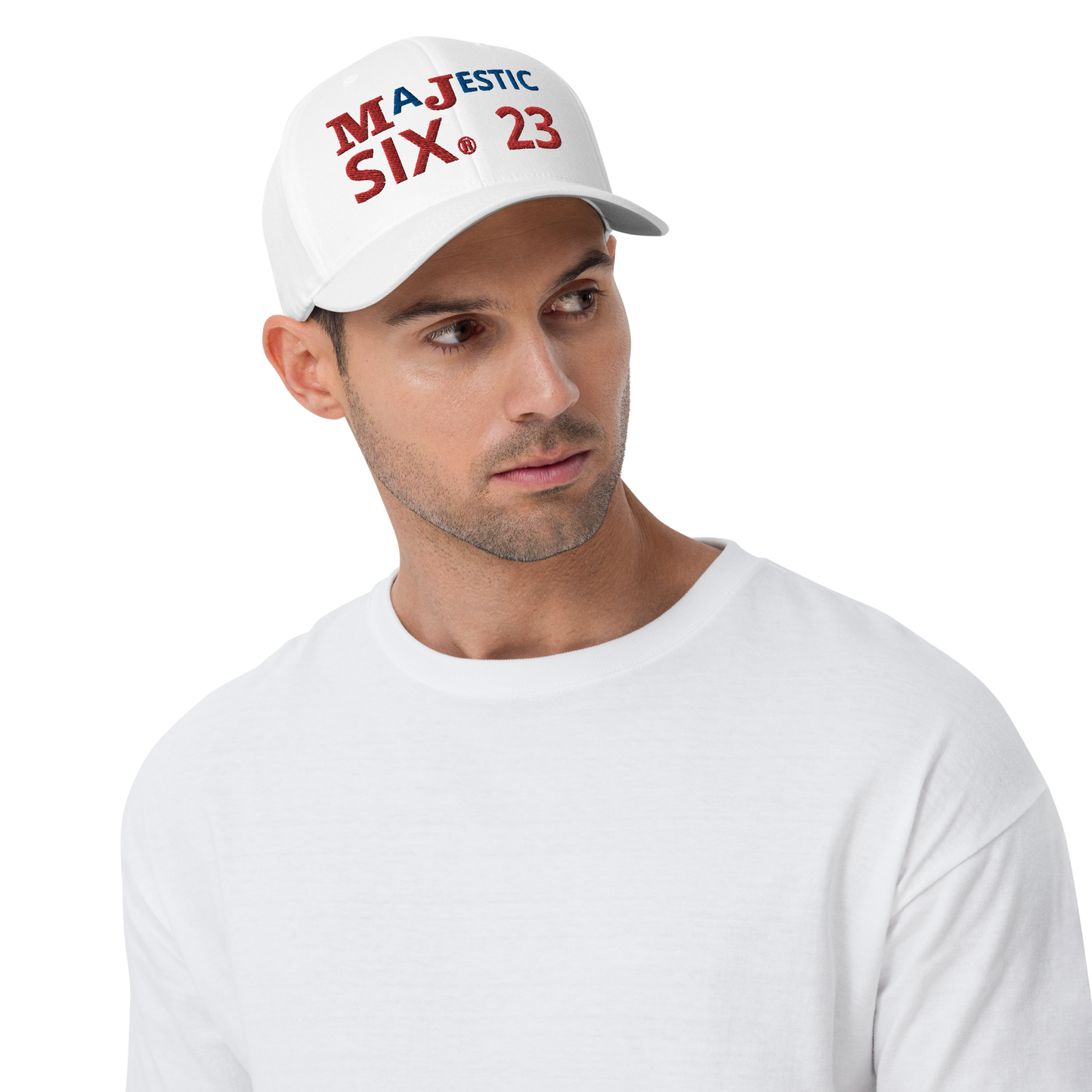 MAJESTIC SIX® (23) MJ's G.O.A.T. - CLOSED BACK CAP. SIZES S/M and L/XL. AVAILABLE IN BLACK, WHITE, DARK GREY, GREY AND DARK NAVY.