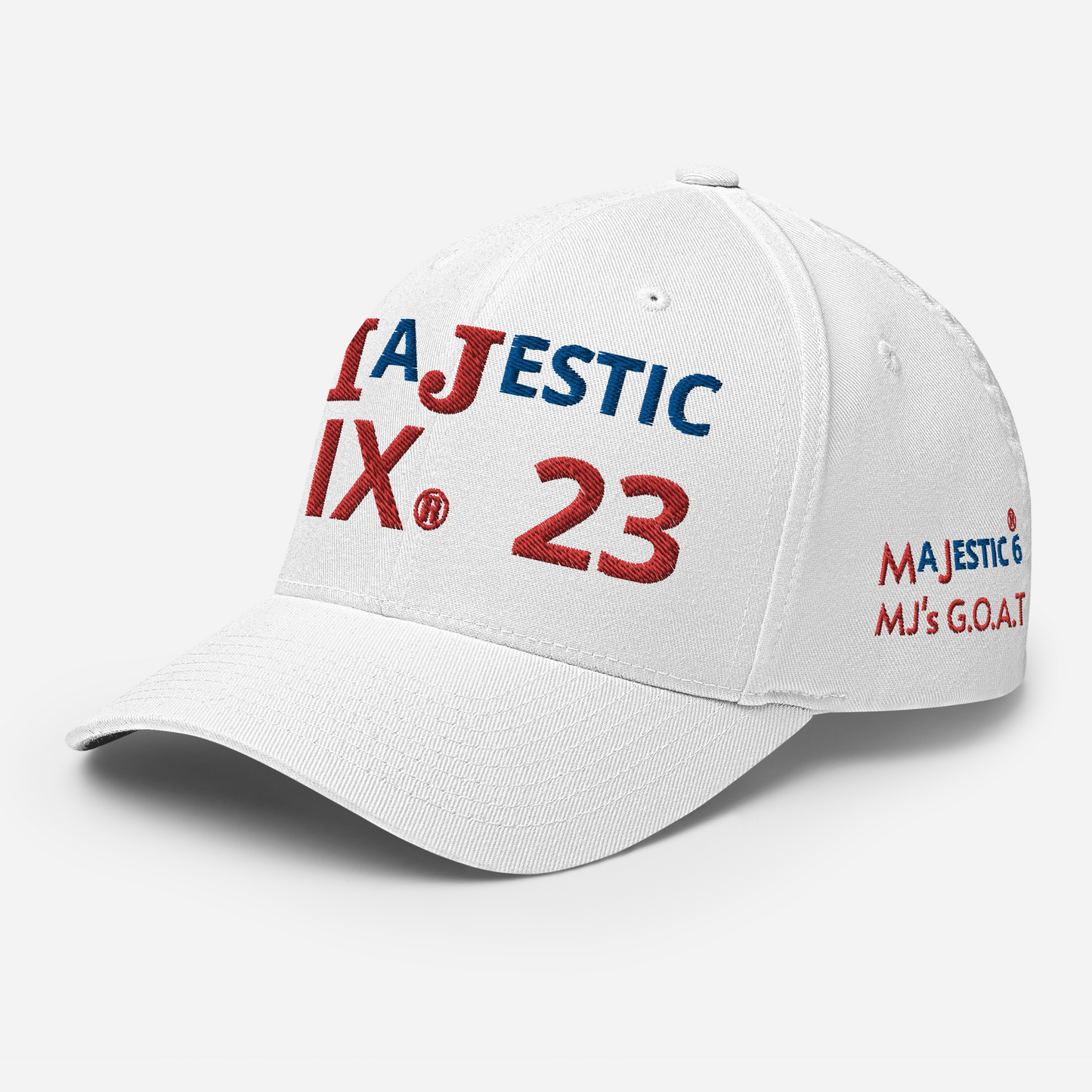 MAJESTIC SIX® (23) MJ's G.O.A.T. - CLOSED BACK CAP. SIZES S/M and L/XL. AVAILABLE IN BLACK, WHITE, DARK GREY, GREY AND DARK NAVY.