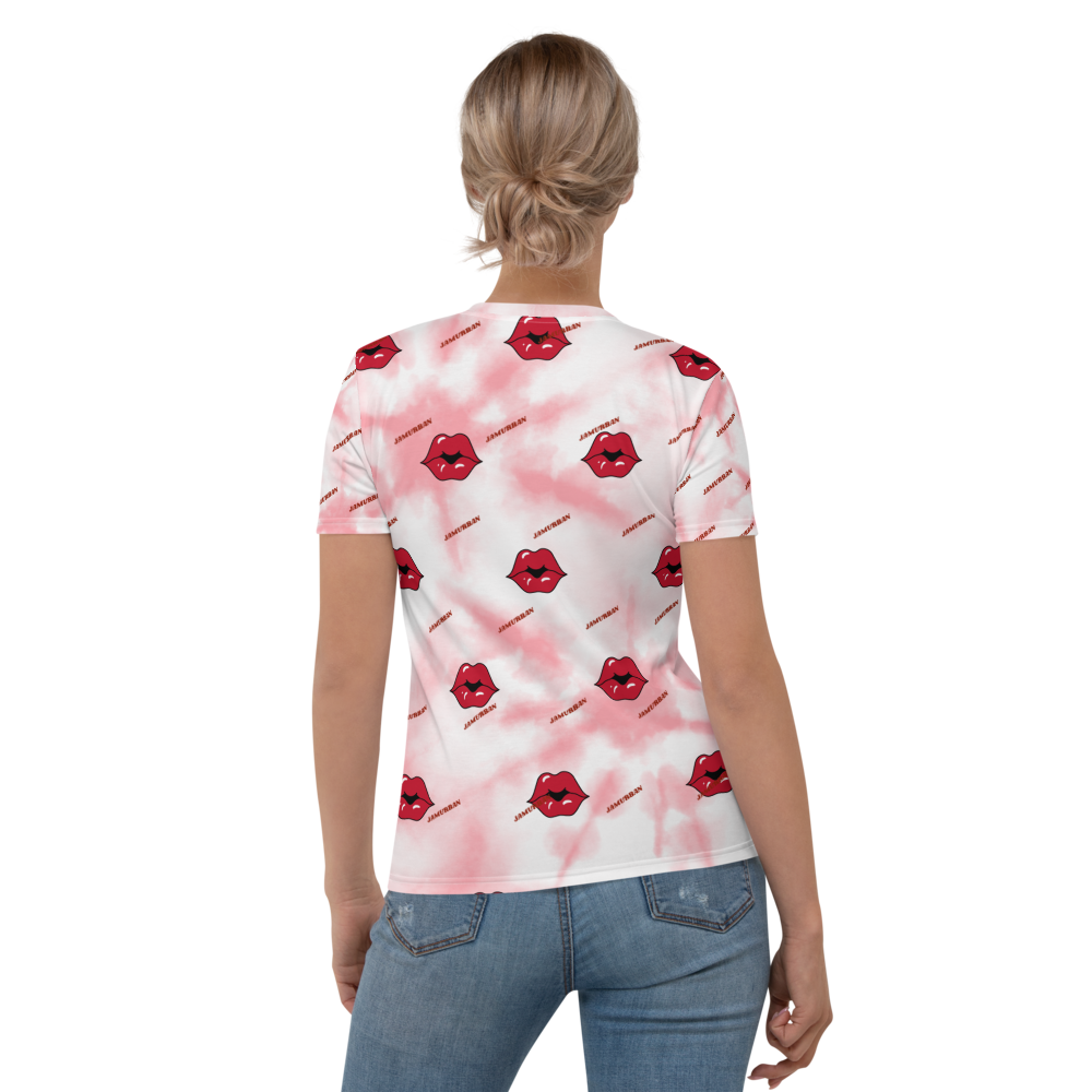 JAMURBAN ( LIPZ SMACKAZ ) Women's T-shirt (pink tie dye). Sizes XS - 2XL.