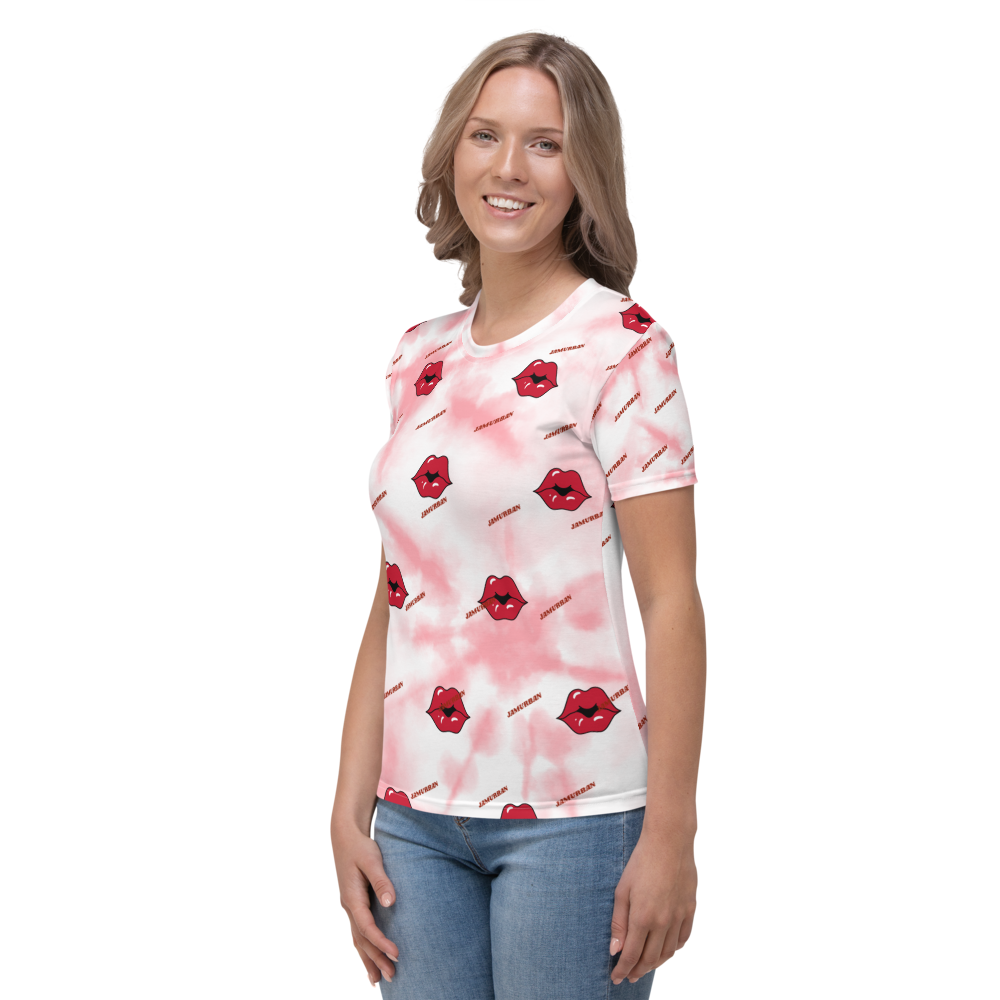 JAMURBAN ( LIPZ SMACKAZ ) Women's T-shirt (pink tie dye). Sizes XS - 2XL.