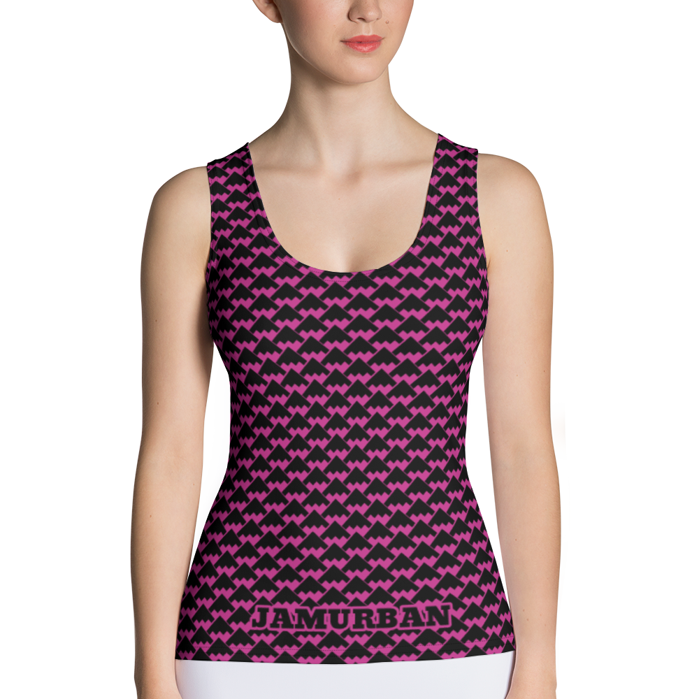 JAMURBAN "HIT MY PEAK" Sublimation Cut & Sew Tank Top (Medium red violet+Black)