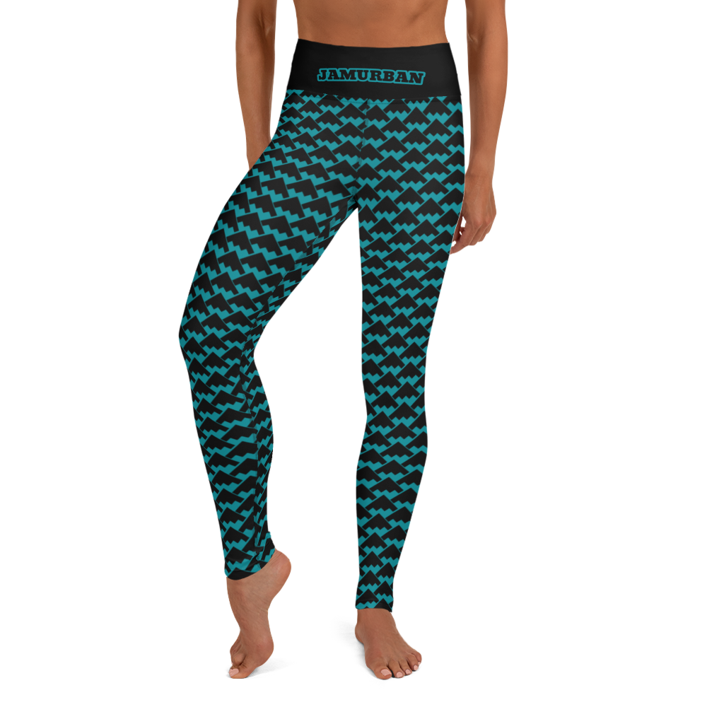 JAMURBAN "HIT MY PEAK" Yoga Leggings (eastern blue+black)