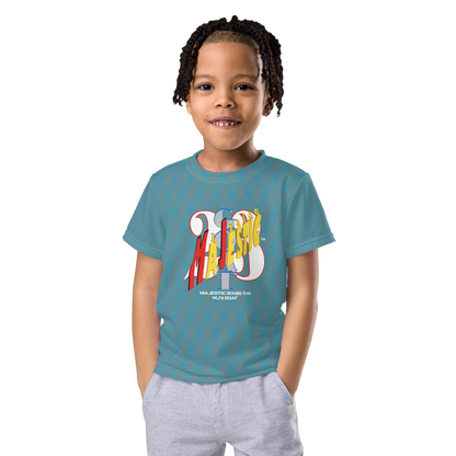 MAJESTIC SIX(6) tm (MJ's G.O.A.T) Unisex Kids crew neck t-shirt. Kids/Youth (Gothic+Blue).