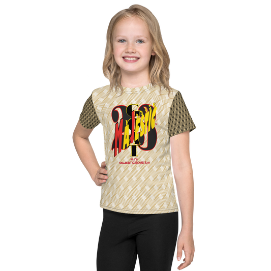 MAJESTIC SIX(6) tm (MJ's G.O.A.T) Unisex Kids crew neck t-shirt. Kids/Youth (White+New Orleans with Black and New Orleans sleeves). Free shipping available to customers from the UK and Europe. Free shipping also to the USA (£100 minimum spend).