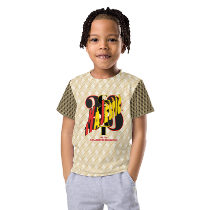 MAJESTIC SIX(6) tm (MJ's G.O.A.T) Unisex Kids crew neck t-shirt. Kids/Youth (White+New Orleans with Black and New Orleans sleeves). Free shipping available to customers from the UK and Europe. Free shipping also to the USA (£100 minimum spend).