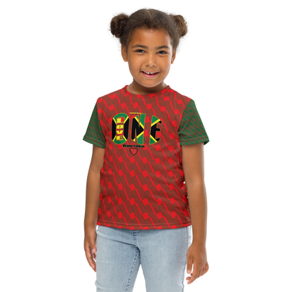 LOA's (love one another) Unisex kids crew neck t-shirt (Alizarin+Jewel). Kids (Sizes 2T - 7).