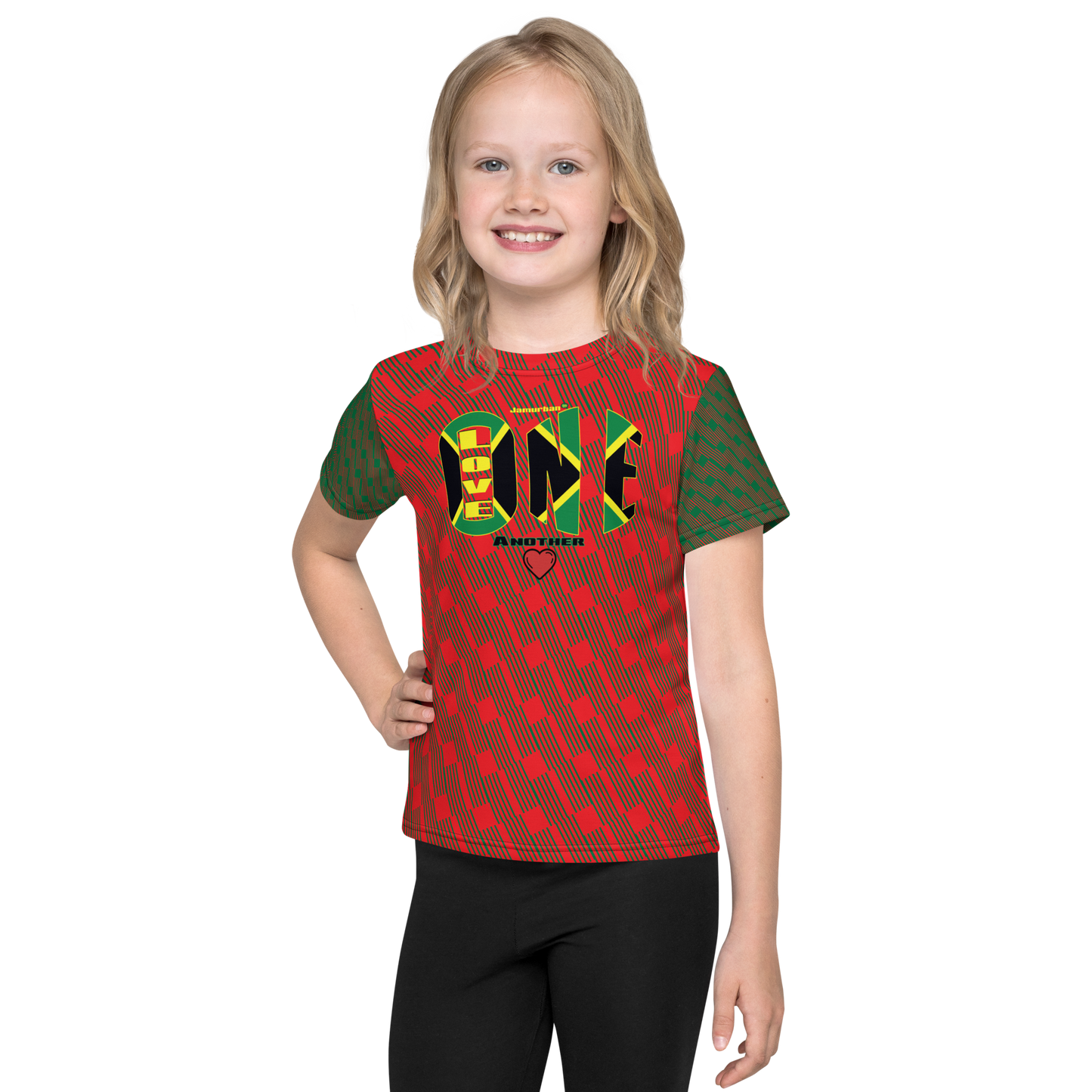 LOA's (love one another) Unisex kids crew neck t-shirt (Alizarin+Jewel). Kids (Sizes 2T - 7).