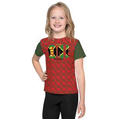 LOA's (love one another) Unisex kids crew neck t-shirt (Alizarin+Jewel). Kids (Sizes 2T - 7).