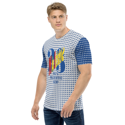 MAJESTIC SIX ®  MJ's Men's T-shirt. Dark Cerulean+Whisper.