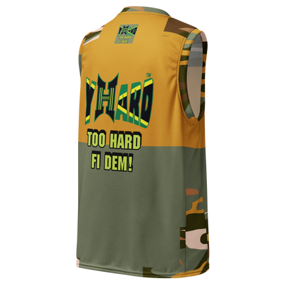 YHARD "Too hard fi dem!" Recycled unisex basketball style jersey (Camou mix)