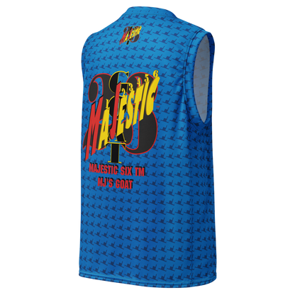 MAJESTIC SIX(6) tm Unisex Basketball Jersey (MJ's GOAT) - dark cerulean + navy blue)