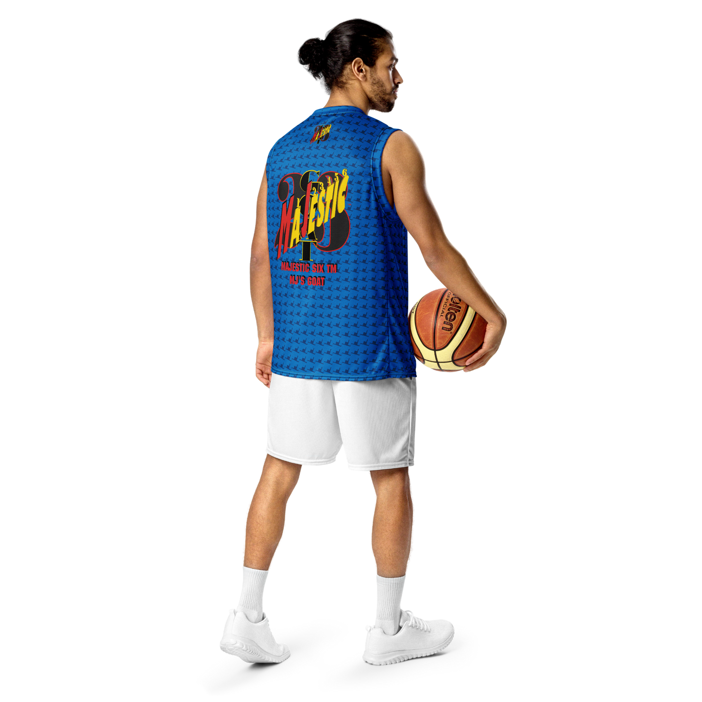 MAJESTIC SIX(6) tm Unisex Basketball Jersey (MJ's GOAT) - dark cerulean + navy blue)