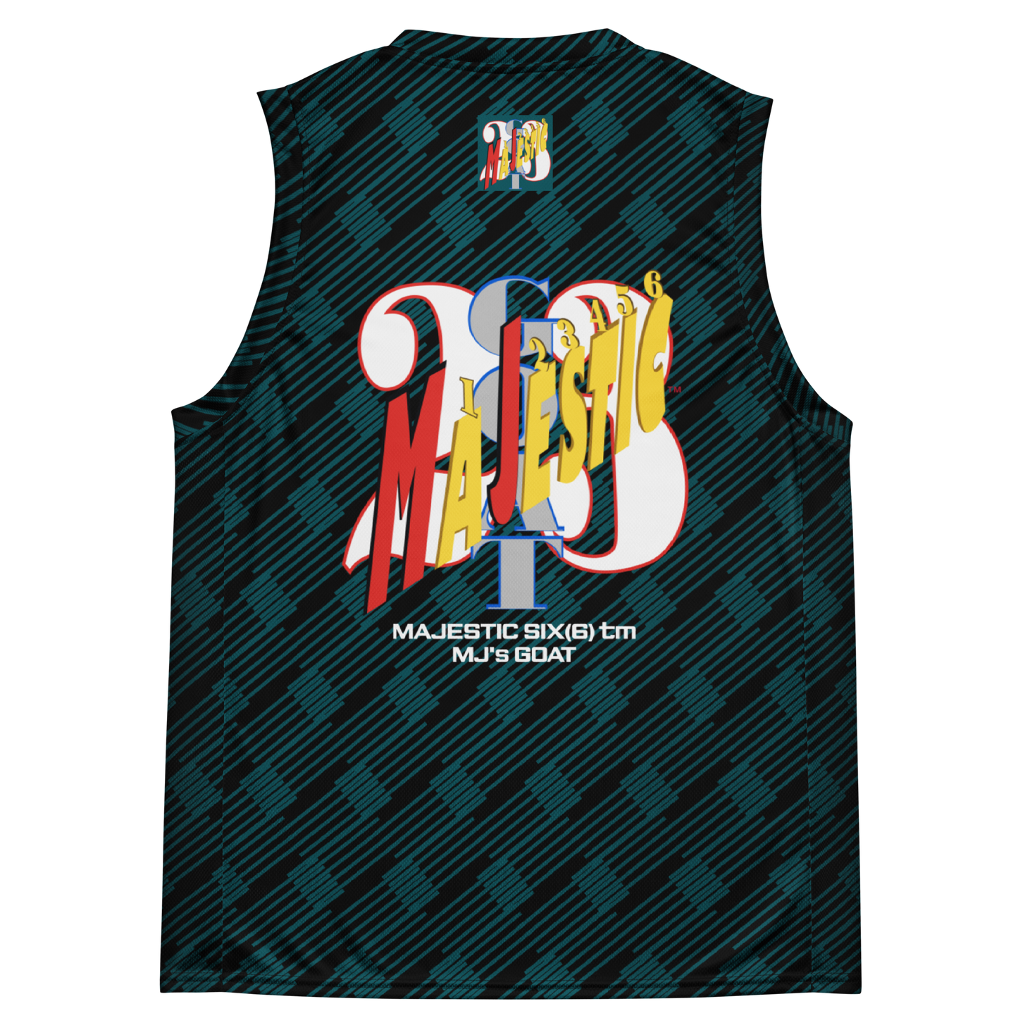 MAJESTIC SIX(6) tm Unisex Basketball Jersey MJ's GOAT). Sherpa blue+Black