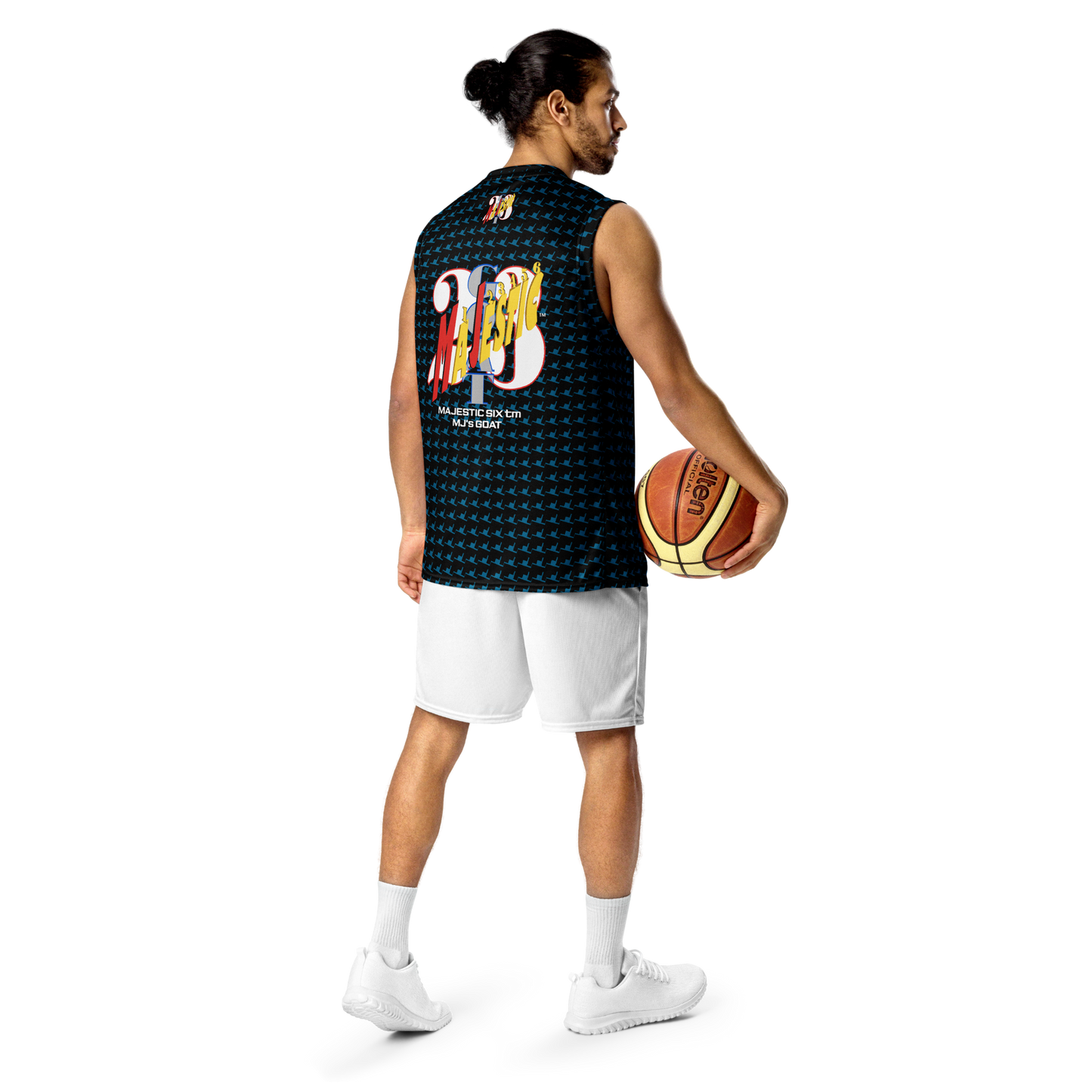 MAJESTIC SIX(6) tm Unisex Basketball Jersey (MJ's GOAT). Sherpa blue+Black