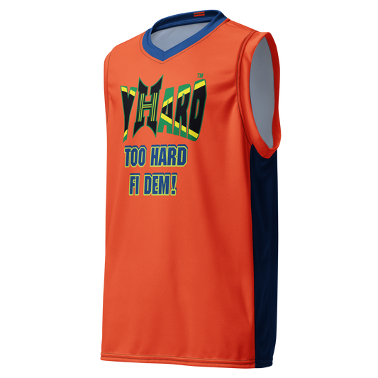 YHARD "TOO HARD FI DEM" Recycled unisex basketball jersey