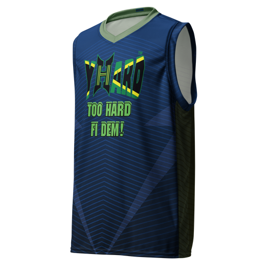 YHARD "TOO HARD FI DEM" Recycled unisex basketball jersey