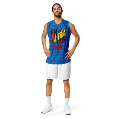 MAJESTIC SIX(6) tm Unisex Basketball Jersey (MJ's GOAT) - dark cerulean + navy blue)