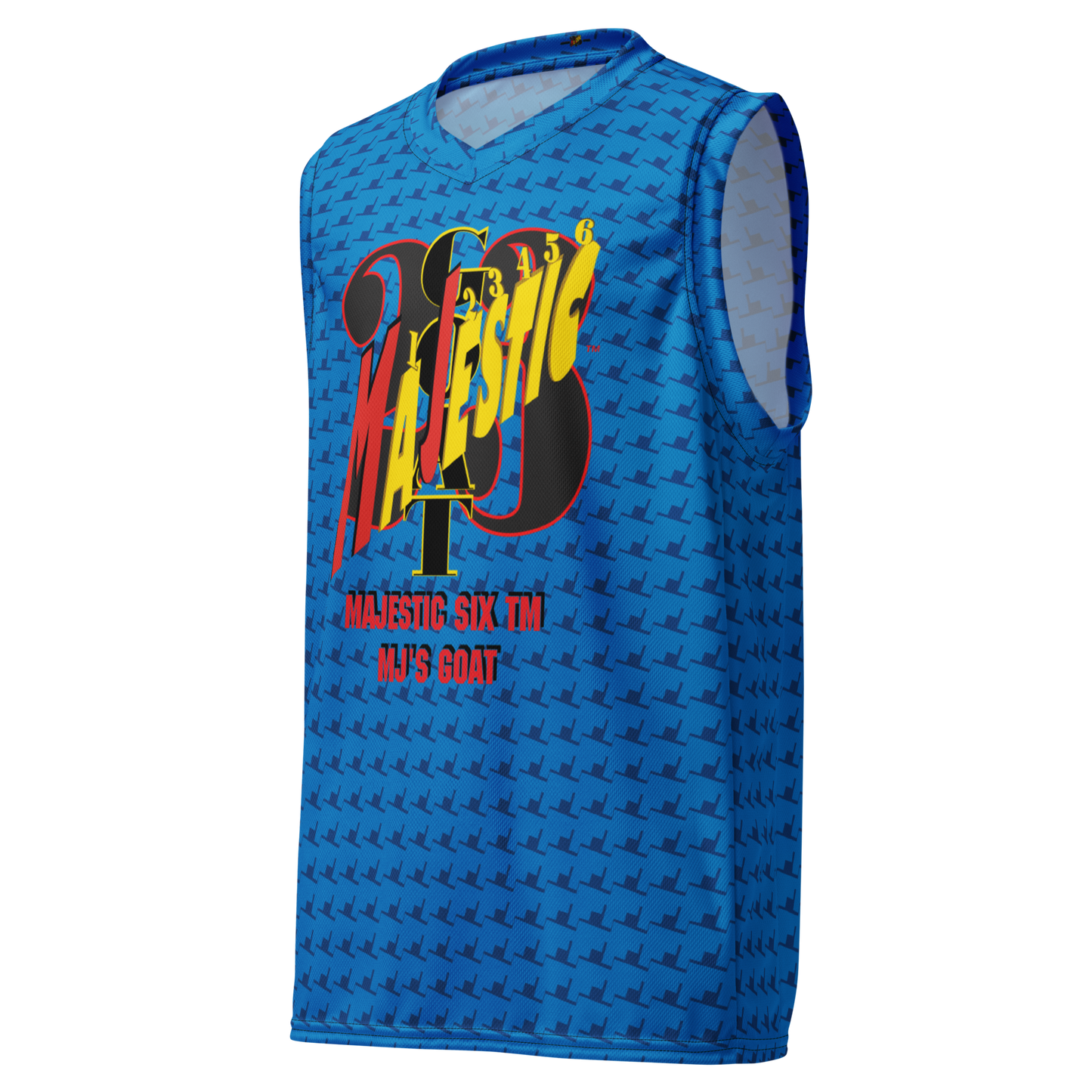 MAJESTIC SIX(6) tm Unisex Basketball Jersey (MJ's GOAT) - dark cerulean + navy blue)