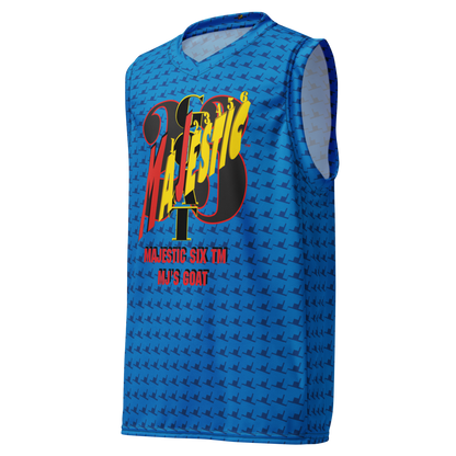 MAJESTIC SIX(6) tm Unisex Basketball Jersey (MJ's GOAT) - dark cerulean + navy blue)