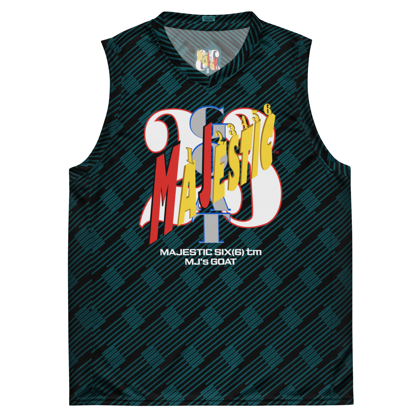 MAJESTIC SIX(6) tm Unisex Basketball Jersey MJ's GOAT). Sherpa blue+Black