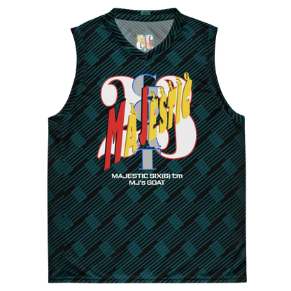 MAJESTIC SIX(6) tm Unisex Basketball Jersey MJ's GOAT). Sherpa blue+Black