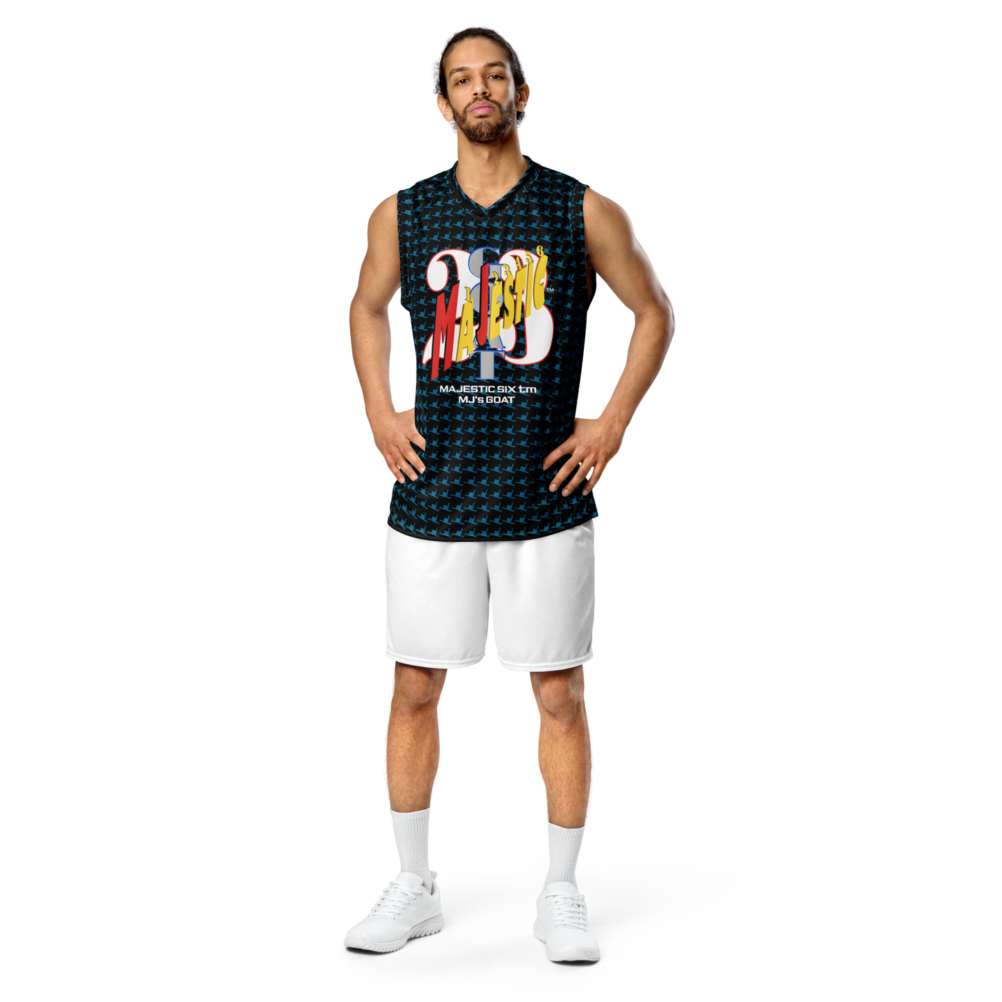 MAJESTIC SIX(6) tm Unisex Basketball Jersey (MJ's GOAT). Sherpa blue+Black