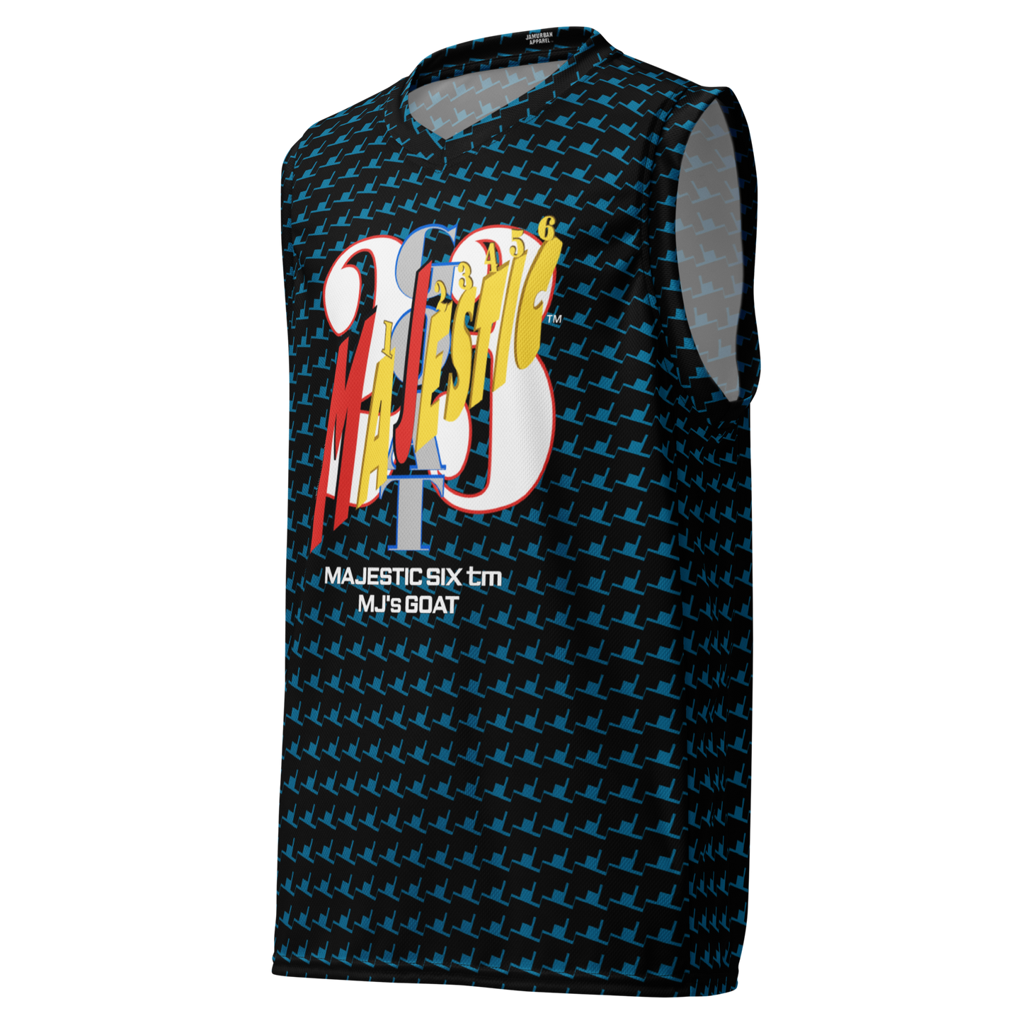 MAJESTIC SIX(6) tm Unisex Basketball Jersey (MJ's GOAT). Sherpa blue+Black