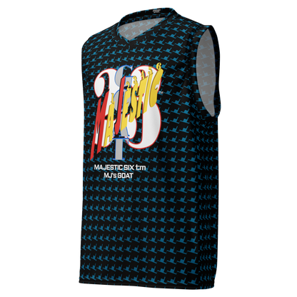 MAJESTIC SIX(6) tm Unisex Basketball Jersey (MJ's GOAT). Sherpa blue+Black