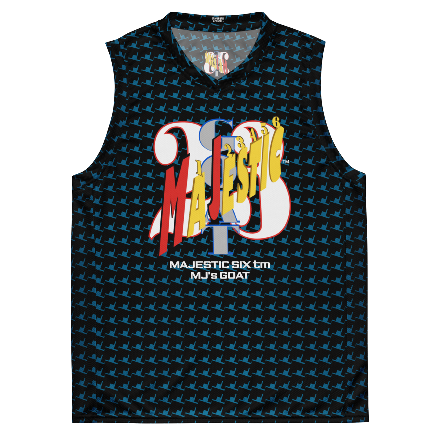 MAJESTIC SIX(6) tm Unisex Basketball Jersey (MJ's GOAT). Sherpa blue+Black