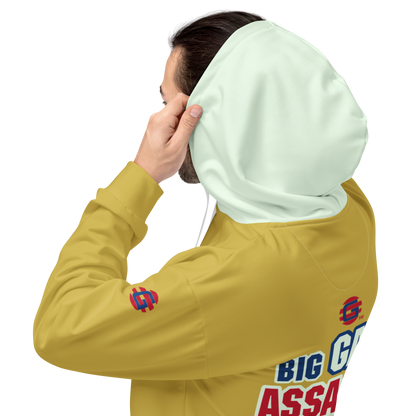 BIG GAME ASSASSIN ® Unisex Hoodie. Old gold+Honeydew