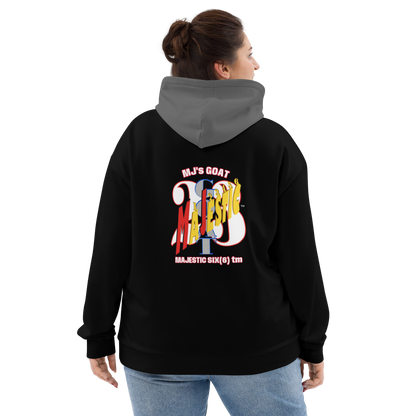 MAJESTIC SIX(6) tm (MJ's GOAT) Unisex Hoodie. Black+Zambezi