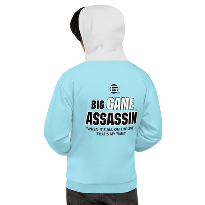 BIG GAME ASSASSIN ® (B.G.A.) Unisex Hoodie. Blizzard blue+Whisper