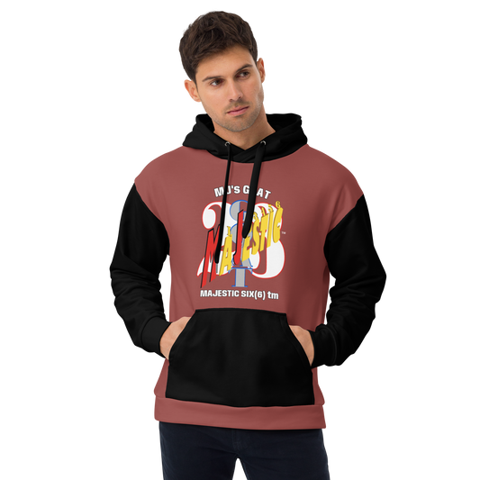 MAJESTIC SIX(6) tm (MJ's GOAT) Unisex Hoodie. Roof Terracotta+Black