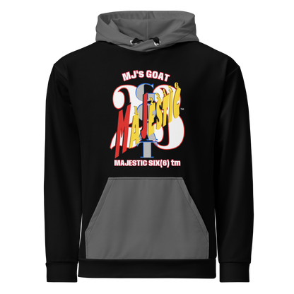 MAJESTIC SIX(6) tm (MJ's GOAT) Unisex Hoodie. Black+Zambezi