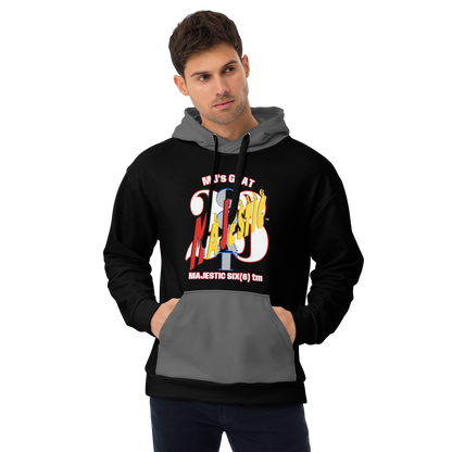 MAJESTIC SIX(6) tm (MJ's GOAT) Unisex Hoodie. Black+Zambezi