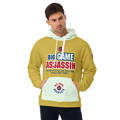 BIG GAME ASSASSIN ® Unisex Hoodie. Old gold+Honeydew
