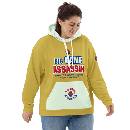 BIG GAME ASSASSIN ® Unisex Hoodie. Old gold+Honeydew