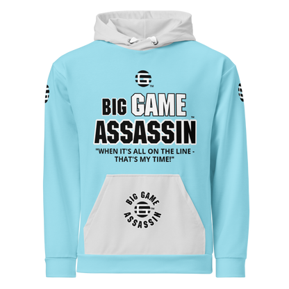 BIG GAME ASSASSIN ® (B.G.A.) Unisex Hoodie. Blizzard blue+Whisper