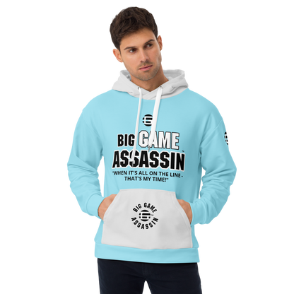 BIG GAME ASSASSIN ® (B.G.A.) Unisex Hoodie. Blizzard blue+Whisper
