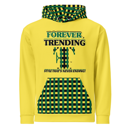 FOREVER TRENDING (FT) Unisex Hoodie (green/yellow/black hood and pocket).