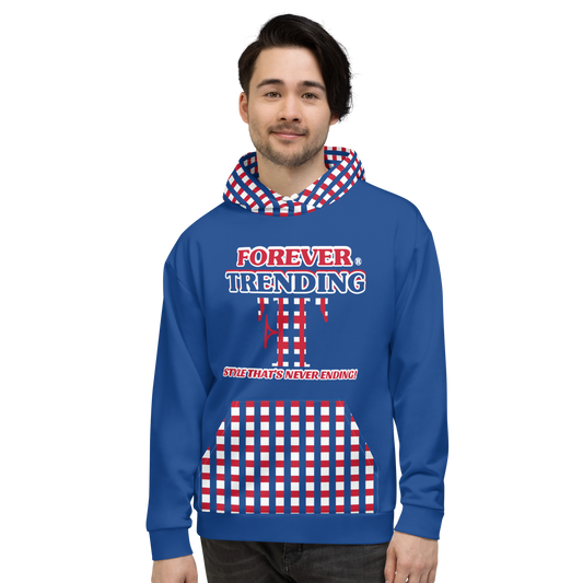 FOREVER TRENDING (FT) Unisex Hoodie (red/white/blue hood and pocket)