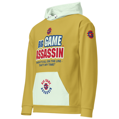 BIG GAME ASSASSIN ® Unisex Hoodie. Old gold+Honeydew