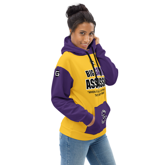 BIG GAME ASSASSIN ® (B.G.A.) Unisex Hoodie. Purple+Yellow