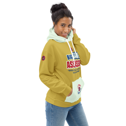 BIG GAME ASSASSIN ® Unisex Hoodie. Old gold+Honeydew