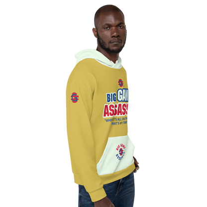 BIG GAME ASSASSIN ® Unisex Hoodie. Old gold+Honeydew
