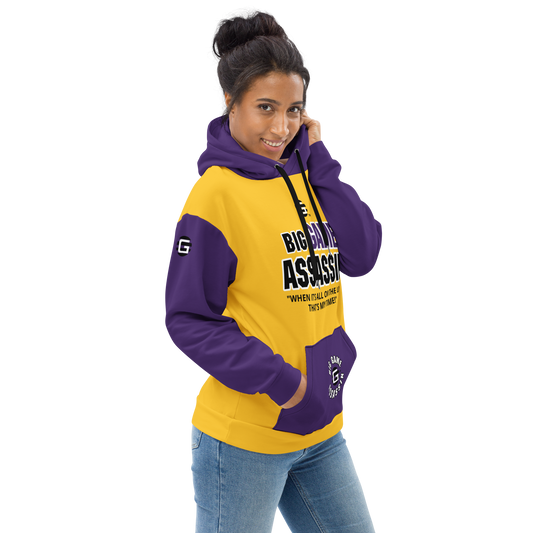 BIG GAME ASSASSIN ® (B.G.A.) Unisex Hoodie. Purple+Yellow